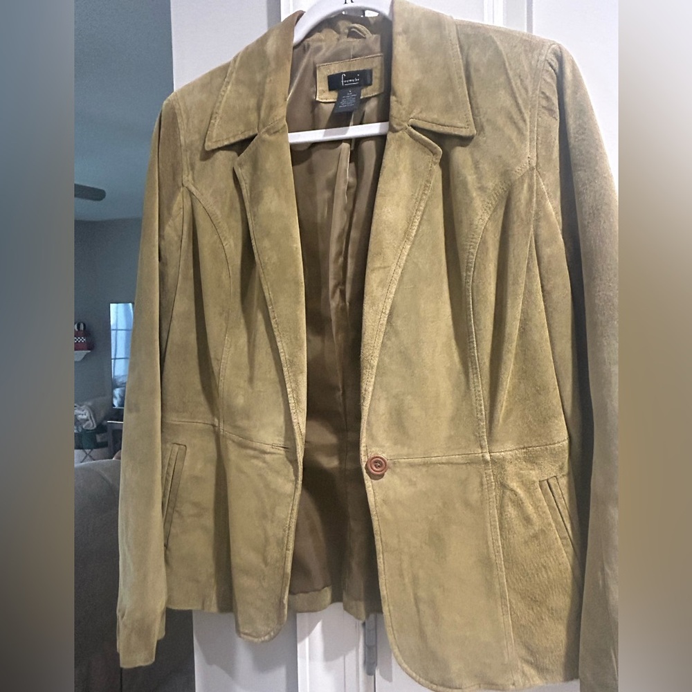 Frenchi Olive Green Suede Blazer